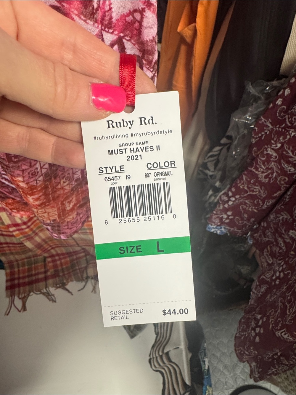 Ruby Rd. Pink Multi-Pattern V-Neck Women’s Top - Picture 3 of 4